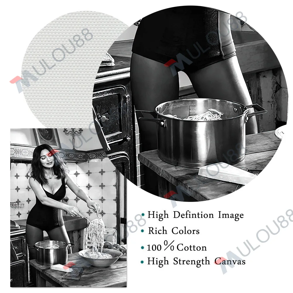 Черно-белый винтажный художественный постер с изображением еды макаронных