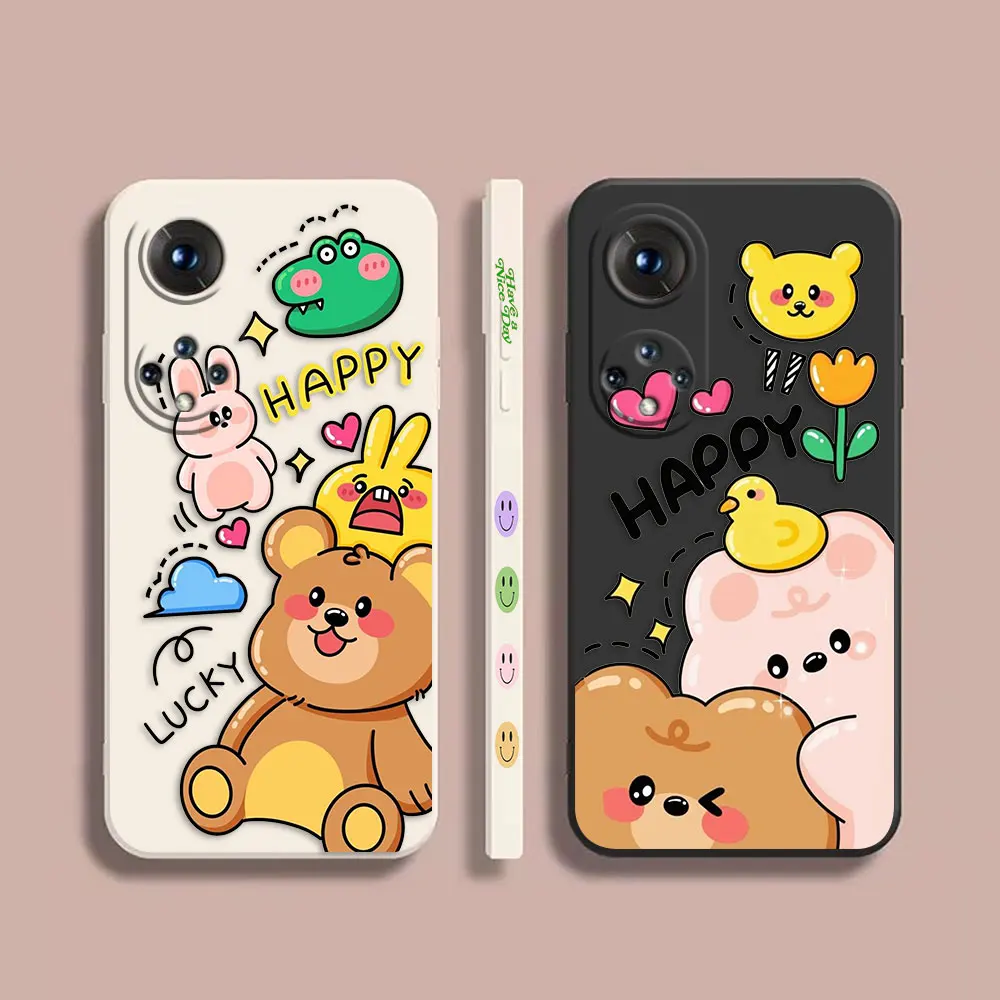

Case For Honor 8X 9 10 20 30 30S 50 50 60 60 70 80 80 GT SE 5G PRO PLUS Colour Simple Liquid Silicone Case Cute Panda Rabbit