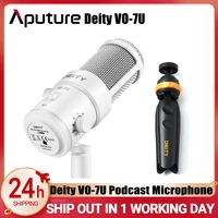 aputure deity vo 7u white black tripod kit usb dynamic podcast microphone with rgb lights for game podcast stream youtube