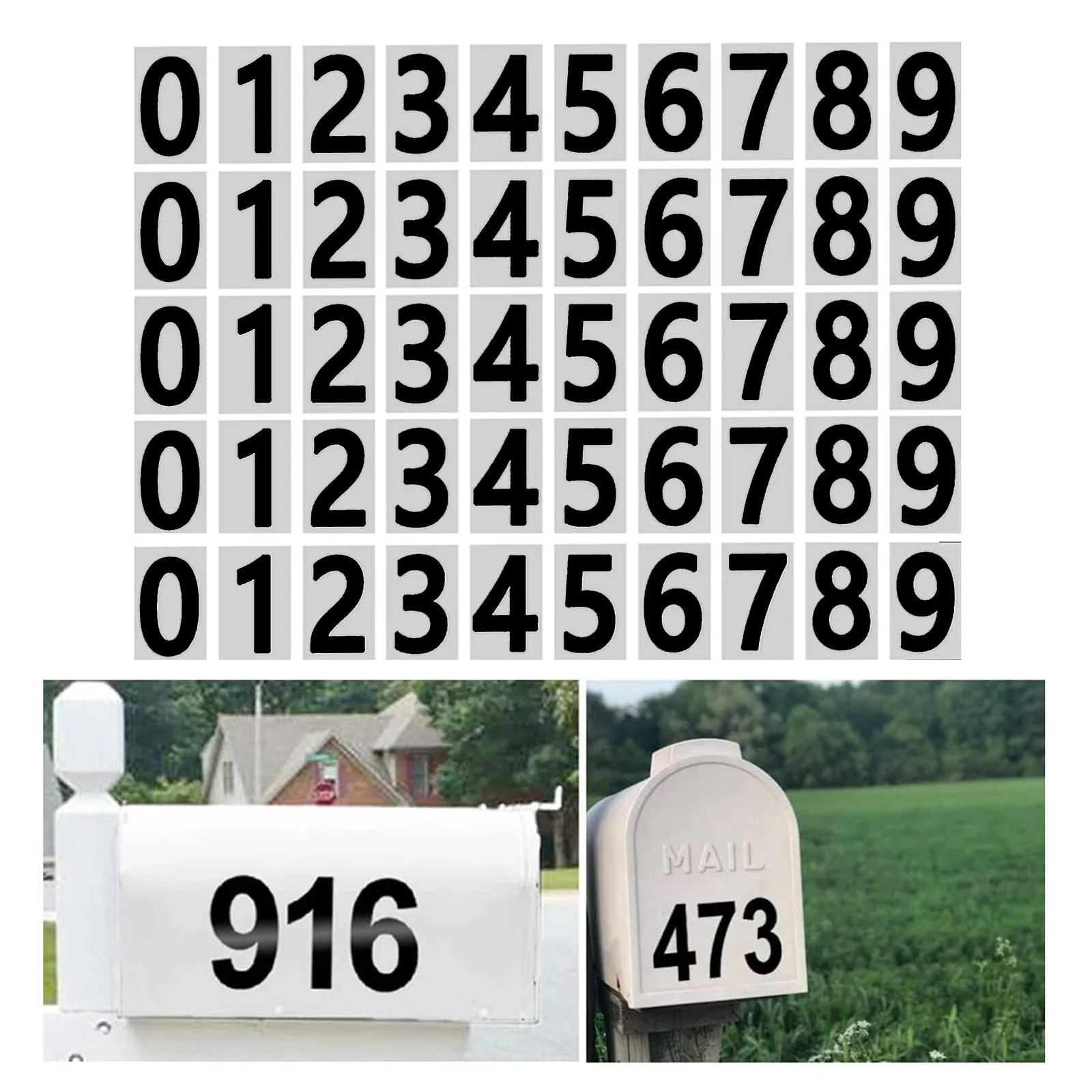 Mailbox Numbers For Outside 5 Sets 0-9 Reflective Number Sticker Strong Self Adhesive Vinyl Address Houses 2/3/4inch - купить по