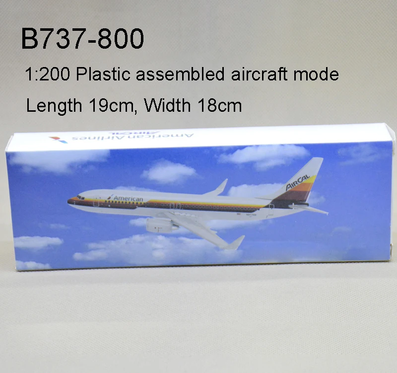 

19cm USA American AIR CAL Boeing B737-800 Airlines 1:200 Scale Assmebling Airplane Model Assembled airplane model Plane DIY