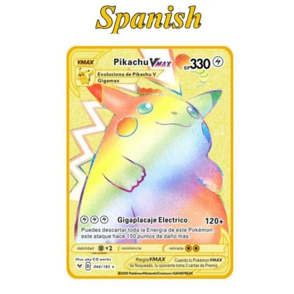 

España Spanish Version Pokemon Card Metal Vmax GX Pikachu Anime Charizard Golden Limited Edition Kids Gift Game Collection Cards