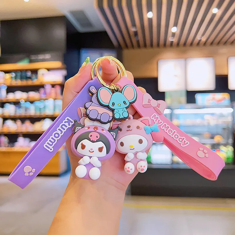 

Милый Sanrio серии Hello Kitty Cinnamoroll моя мелодия кукла мандарина мультяшный Аниме Кулон мягкий резиновый брелок