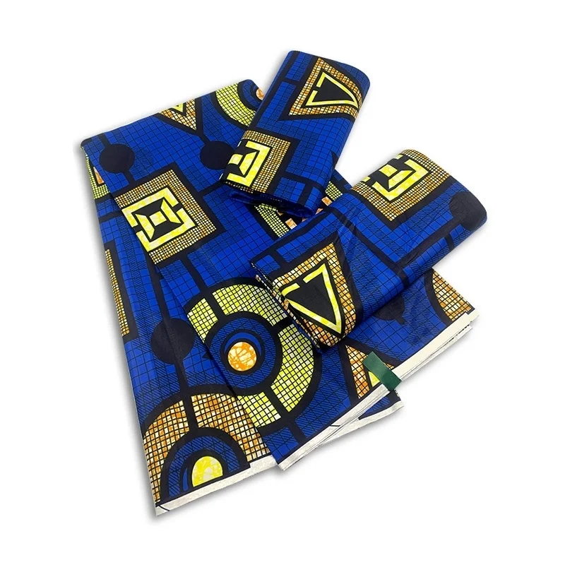 

New Real Fashion Blue African Wax Print Pagne Loincloth For African Party Dress 6 Yards 100% Cotton Veritable Tissu Fabric Soft