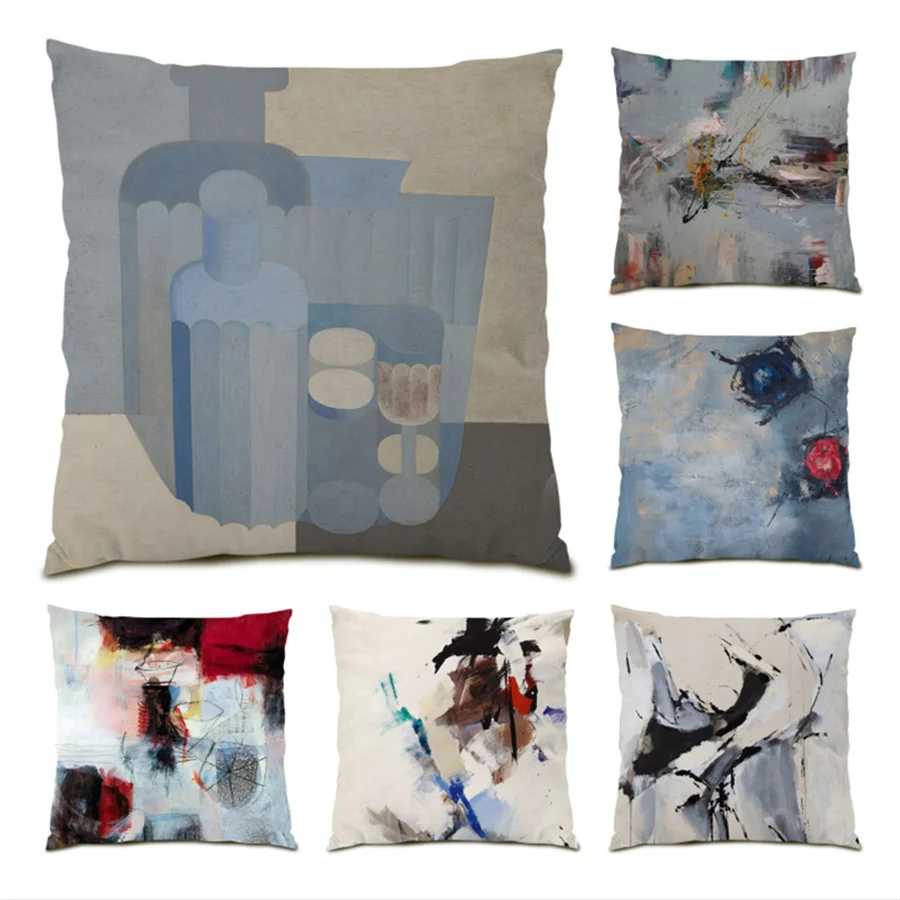 

Abstract Living Room Decoration Polyester Linen Pattern Sofa Decorative Pillow Cases Artistic Velvet 45x45 Cushions Cover E0333