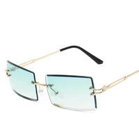 narrow small rectangular sunglasses for women men rimless metal frame retro sun glasses female uv400 high quality 2022 summer