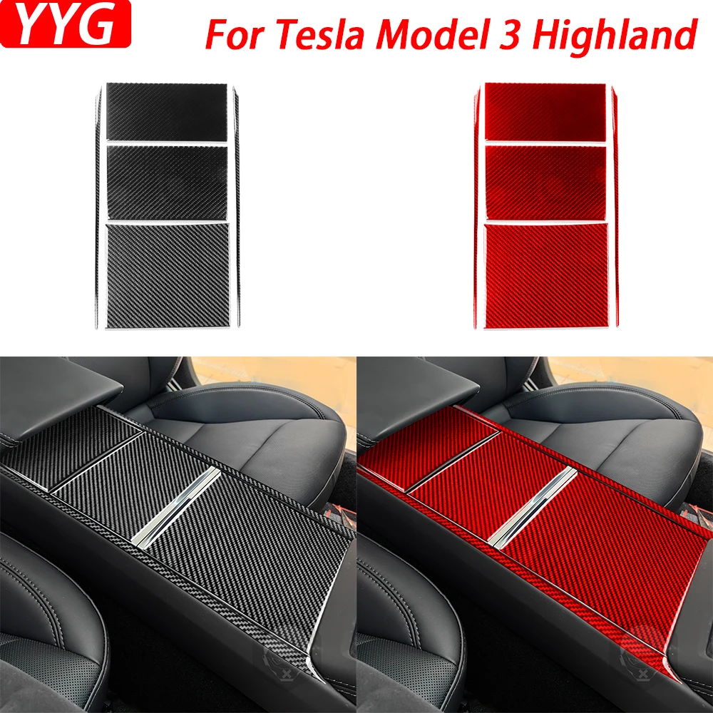 Для Tesla Model 3 Highland 2024 центральный ящик для хранения из углеродного волокна