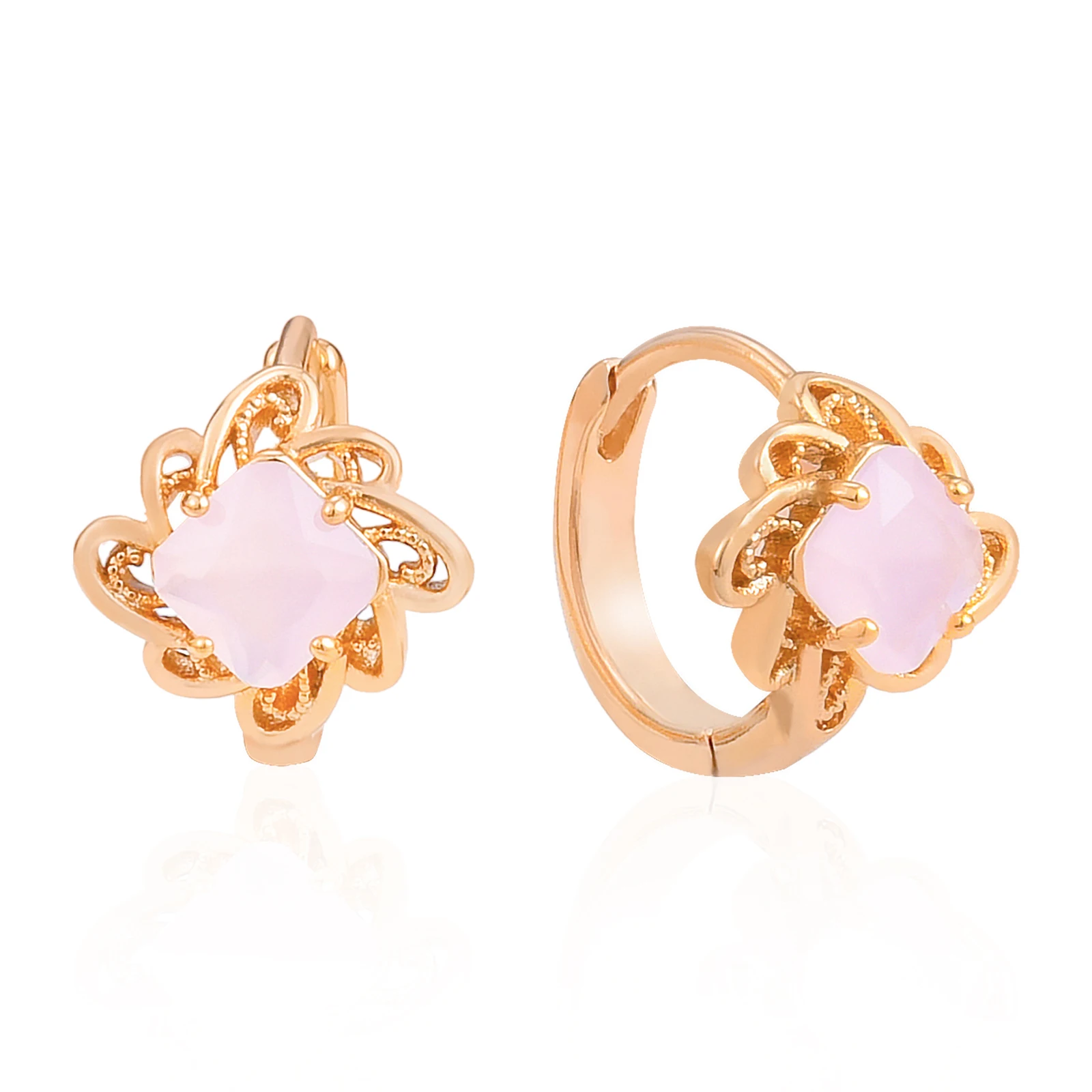 

Harong Small Hoop Earrings Classic Punk Jewelry Party Exquisite Pretty Mini Pink Red Crystal Statement Copper Earring Women Gift