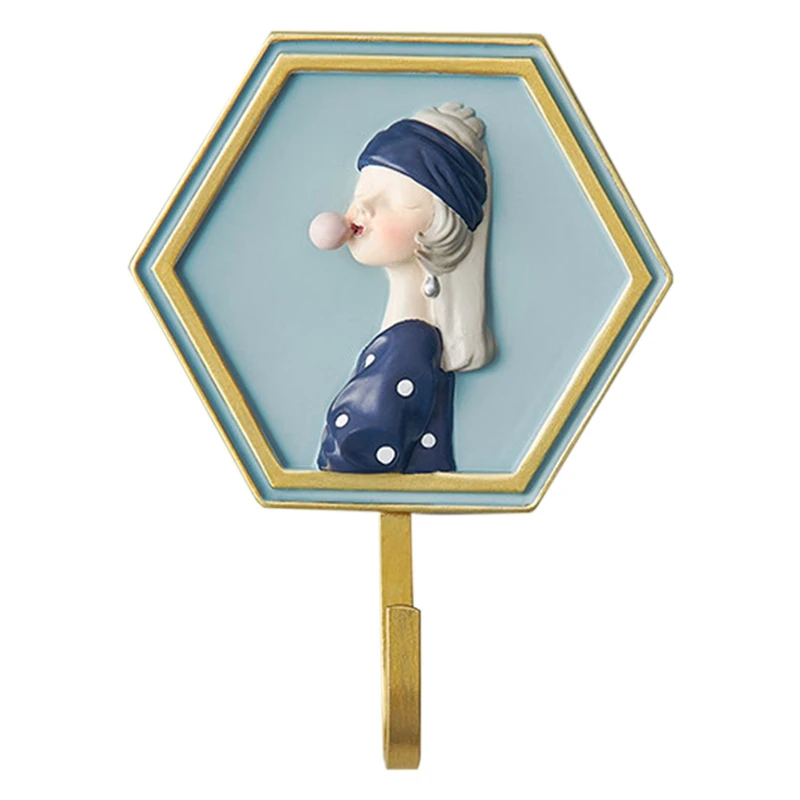 

Nordic Home Decoration Hook Creative 3D Bubble Girl Wall Hanging Porch Bag Hooks Bedroom Behind Seamless Coat Hanger