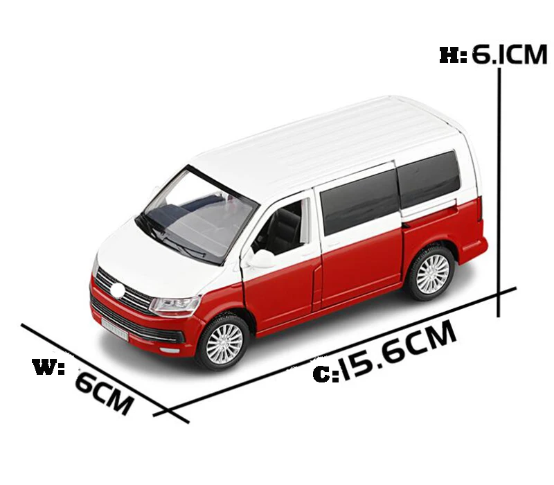 1:32 автобус из цинкового сплава VW Multi-van T6 Van модель MPV под давлением со звуком и