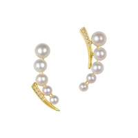 tkj personality asymmetric pearl stud earrings womens 2022 new french elegant ladies earrings retro high sense earrings popular