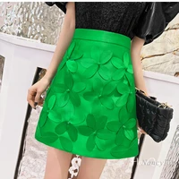 three dimensional flower skirt for women 2022 summer new slimming high waist all matching a line ladies skirts