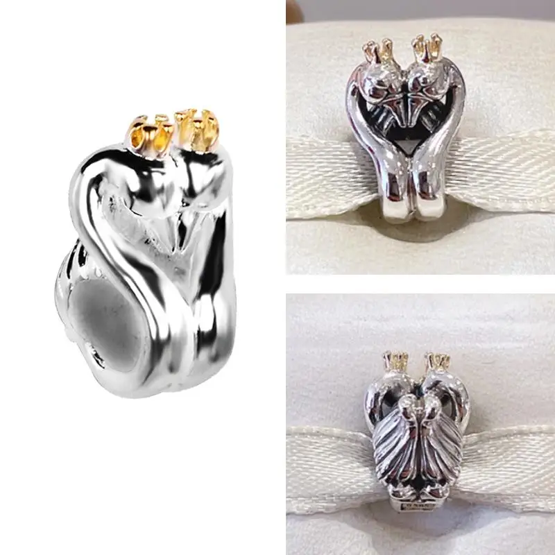 

Подвеска из серебра 925 пробы в виде лебедя и сердца, 14 К ЗОЛОТА