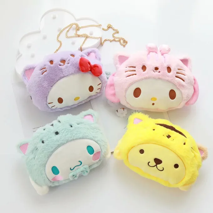 

Новинка Sanrio плюшевая милая девочка сердце мелодия цепь сумка съемная косметичка клатч сумка на плечо сумка-мессенджер рюкзак подарок