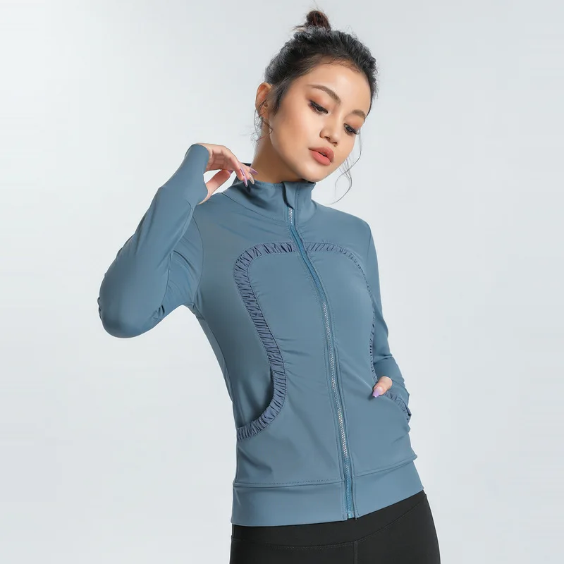Jacket Long Sleeve Shirt Women Solid Zipper Yoga Gym Sweatshirts Sport Running Athletic Shirts Active Wear LuSportwear