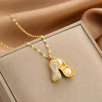 trendy new peanut necklace female super fairy temperament simple paragraph water wave chain valentines day gift