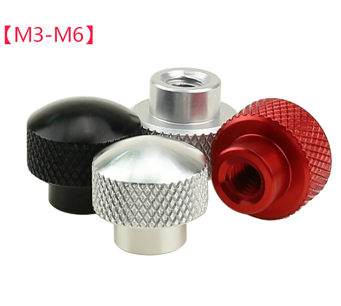 

1Pcs Aluminum Alloy Knurled Thumb Nuts Blind Hole M3/M4/M5/M6-D16*15mm Round Head High Type Hand Grip Knobs Step Nut