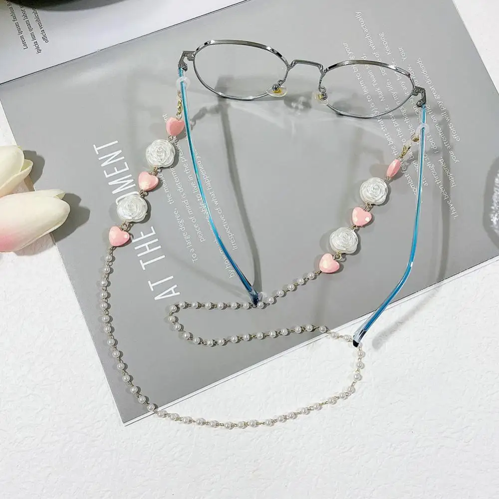 Цепочка для очков с жемчугом простая веревка наушников кристаллами цветами