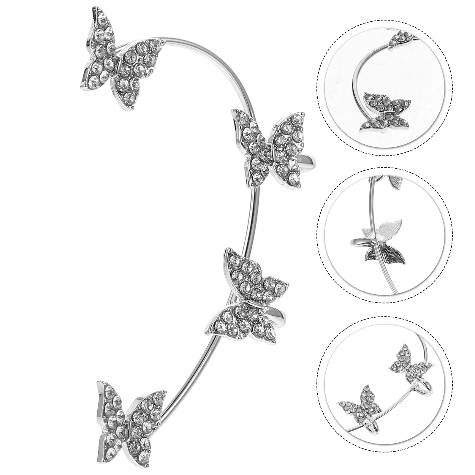

Ear Earrings Women Clip Elf Cuff No Butterflies Cuffs Accessories Clips Girls Crawler Dangle Drop Wing Zircon Wrap Bride