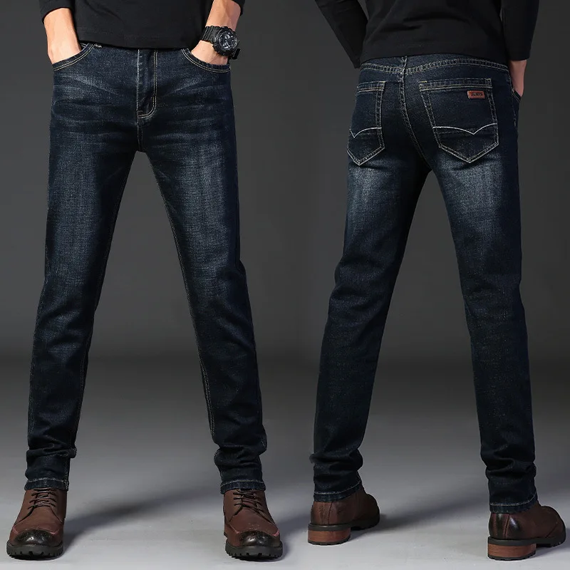 Winter 2020 Velvet Thermal Jeans for men fall quality men's casual stretch pants