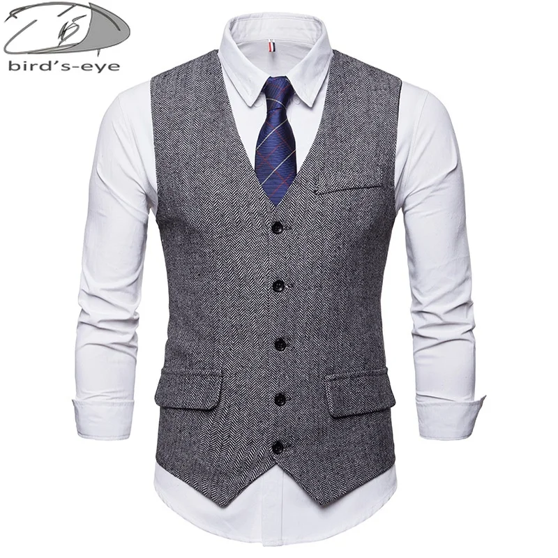

Herringbone Men's Suit Vest Business Casual Formal Waistcoat Fashion BestMan Formal Sleeveless PointedCollar Men's Clothing Vest