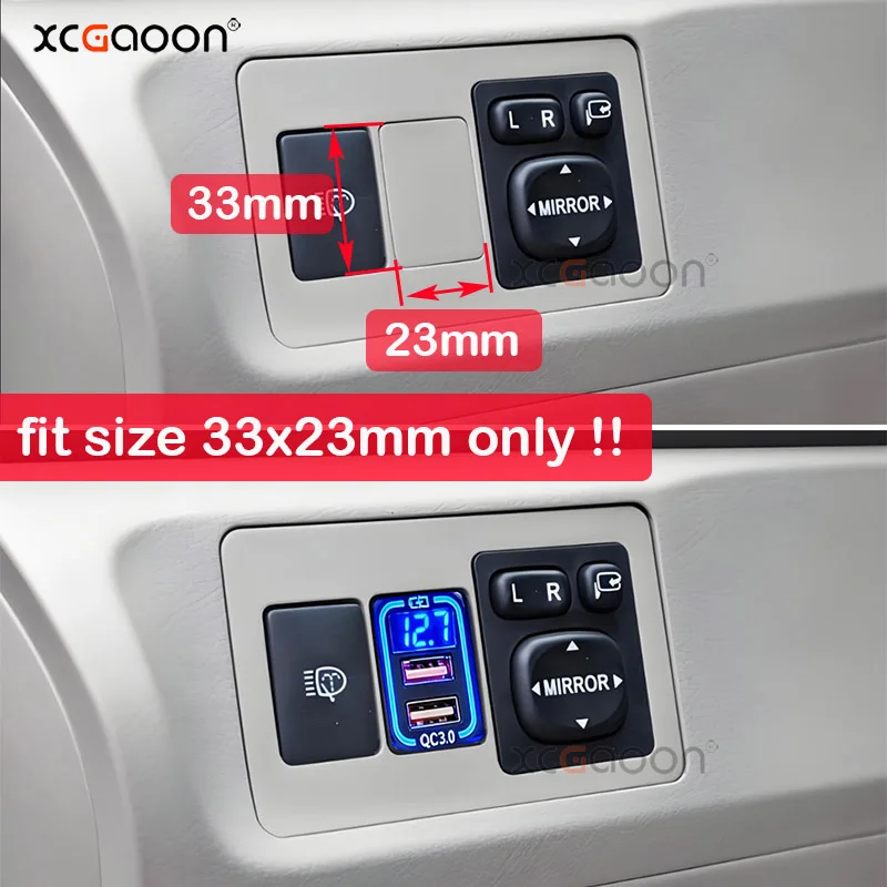 Фото Тип-C PD Dual 2 USB QC3.0 Адаптер быстрого автомобильного зарядного устройства для мобильного телефона со светодиодным вольтметром для Toyota Camry Land Cruiser RAV4 Corolla №2