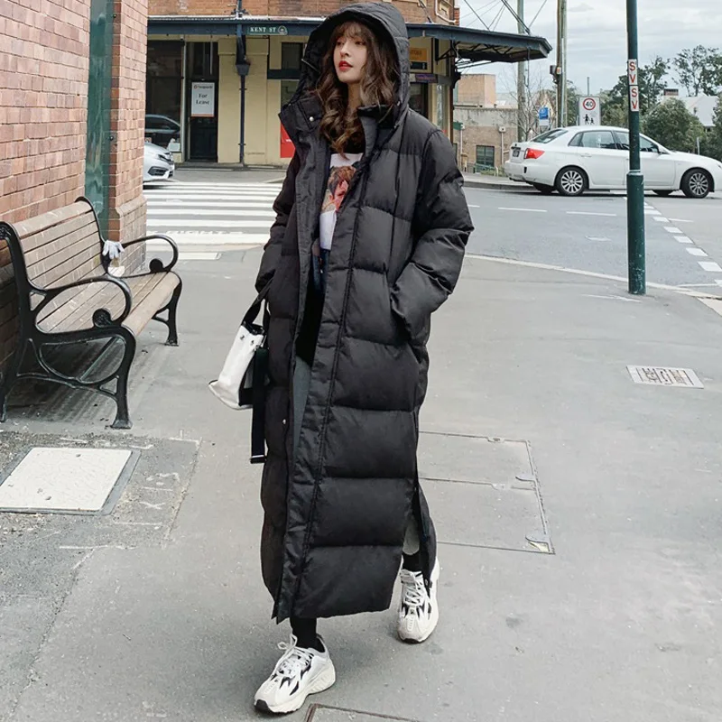 

Long Winter Jacket Parka Hem Extra Maxi X-Long Women Coat Large Size Plus Female Clothing Outerwear Vegan Cotton Down Hood Fluff