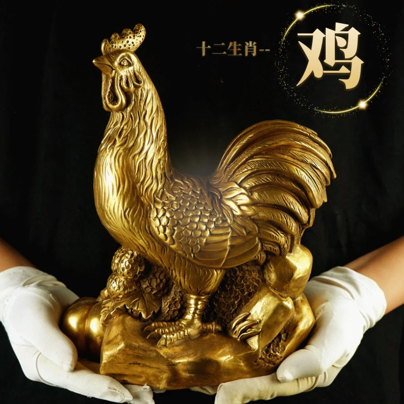 

Pure copper chicken ornaments Copper rooster Golden rooster Yuanbao rooster Home crafts Decoration Bedroom