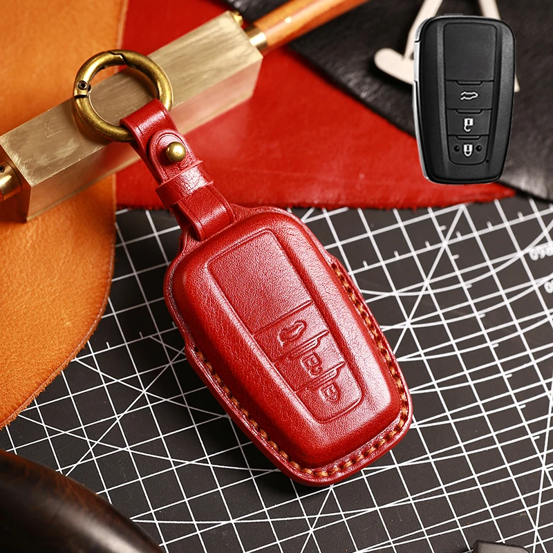 

Чехол для автомобильного ключа из натуральной кожи, чехол для Toyota CHR C-HR Prado Prius Camry Corolla RAV4 2017 2018 2019, аксессуары