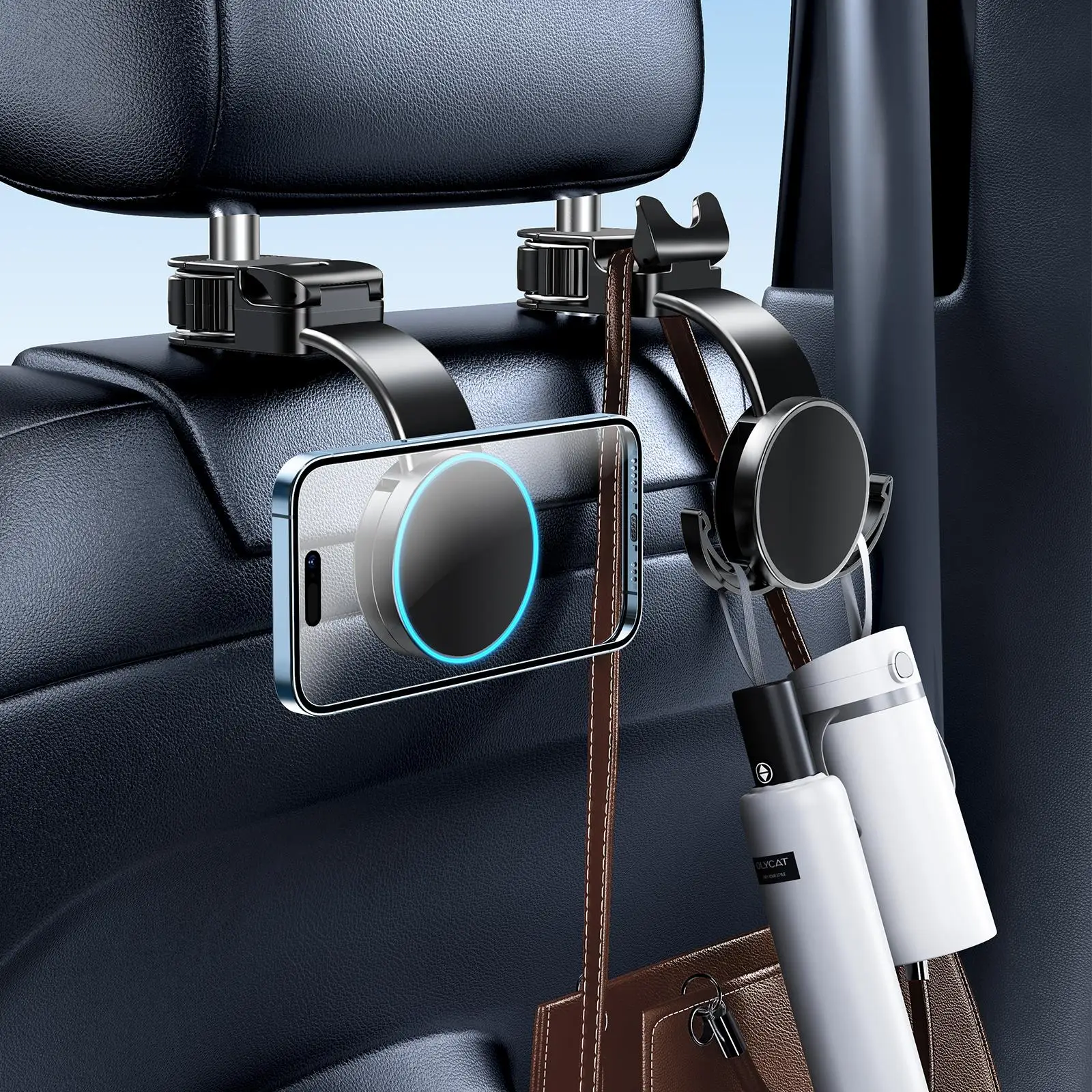 Автомобильный подголовник Eary 2 в 1, скрытые крючки на заднее сиденье с подставкой для телефона, органайзер для хранения автомобиля, вешалка для кошелька, рюкзаков, сумок