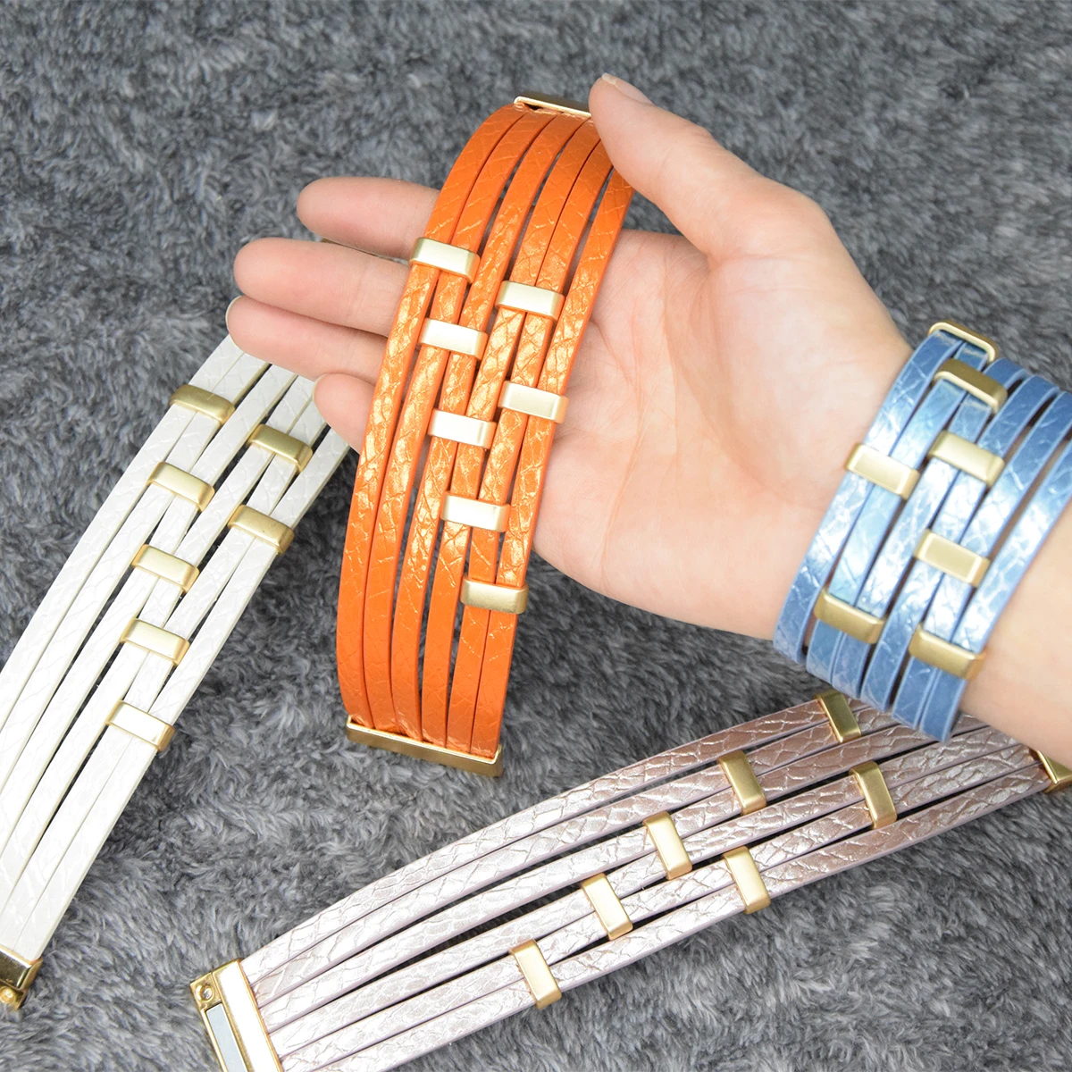 2024 новый эксклюзивный дизайн многослойный кожаный тканый браслет