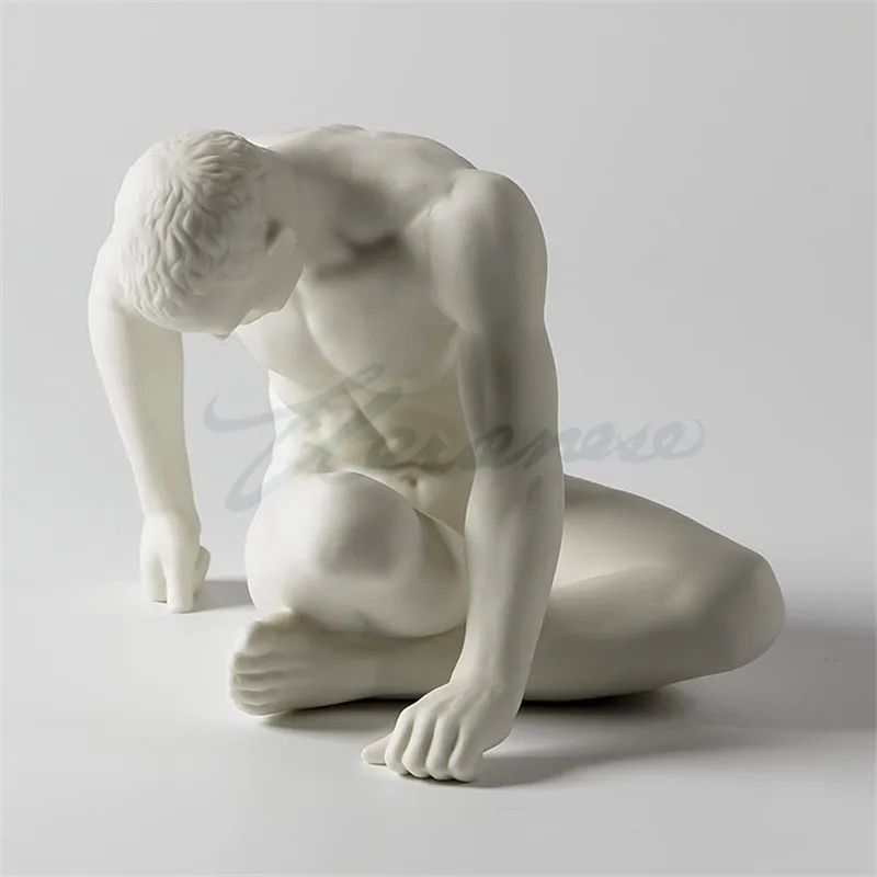 Naked Man Art Statue Abstract Nude Male Figurines Figure Sculpture Creative Scrub Ceramic Craft Home Decor Accessories Modern