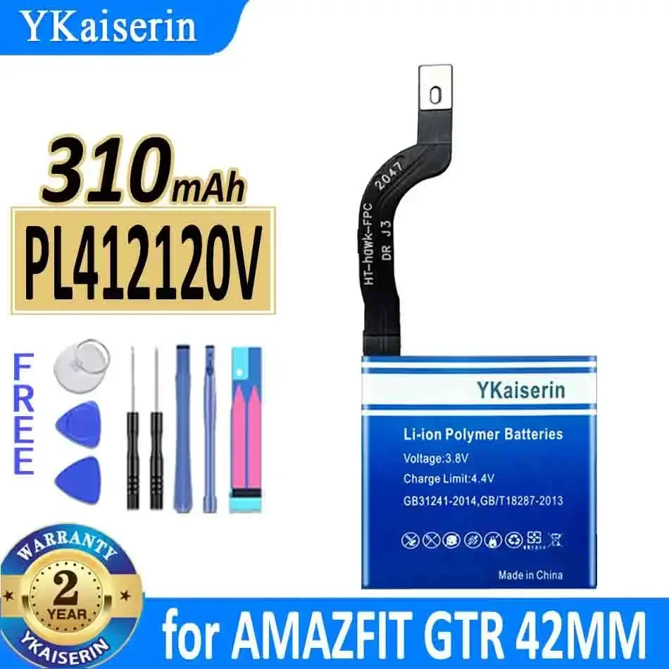 YKaiserin Аккумулятор PL 412120 V 310 мАч/320 мАч для умных спортивных часов Huami Amazfit GTR 42 мм