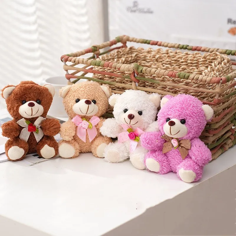 

Подвеска в виде плюшевого медведя, милая миниатюрная кукла, мягкая подвесная игрушка-брелок из полипропилена и хлопка, 12 см