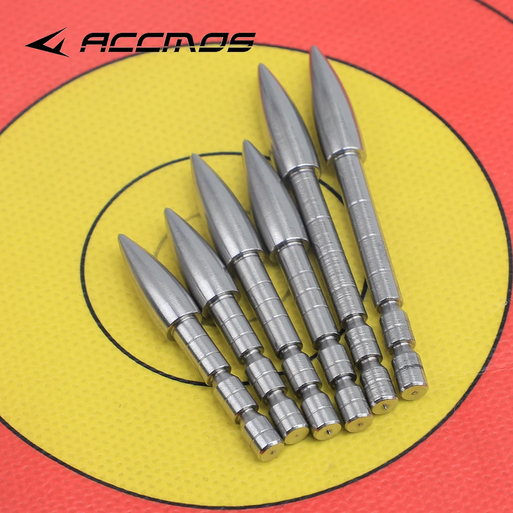 

50pcs DIY 80 100 120 Grain Stainless Steel Bullet Point Tip For ID 4.2 mm Arrow Shaft Arrow Head Archery Accessory