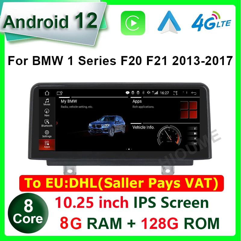 

10.25inch 8+128G Android 12 Car Multimedia Player Radio for BMW 1 Series F20 F21 2013-2017 IPS Screen Video GPS Carplay Auto