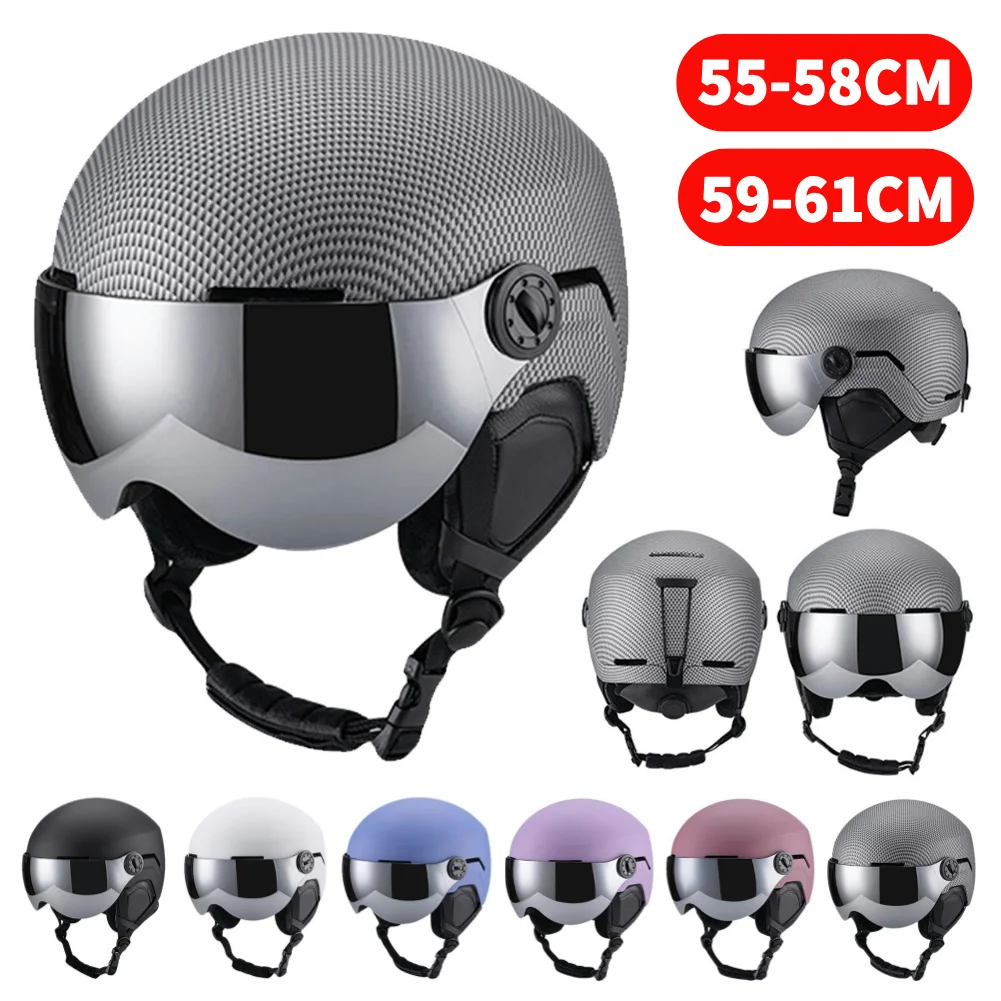 Лыжный шлем для сноуборда с очками спортивный защитный 7 вентиляционными