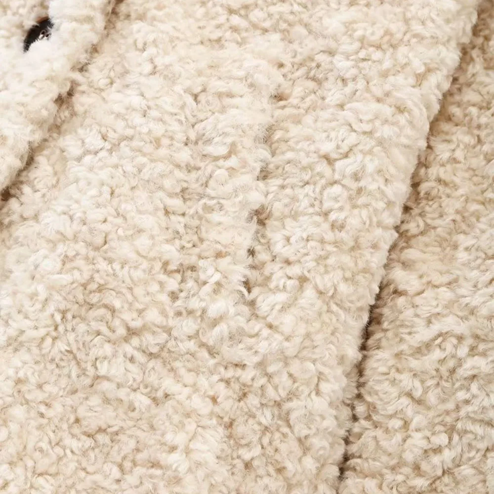 BER&OYS&ZA 2022 autumn winter new women's vintage lapel temperament versatile artificial fur effect coat warm coat