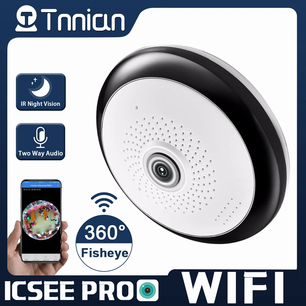 

IP-камера видеонаблюдения iCsee, 4 МП, 360 градусов, рыбий глаз, Wi-Fi