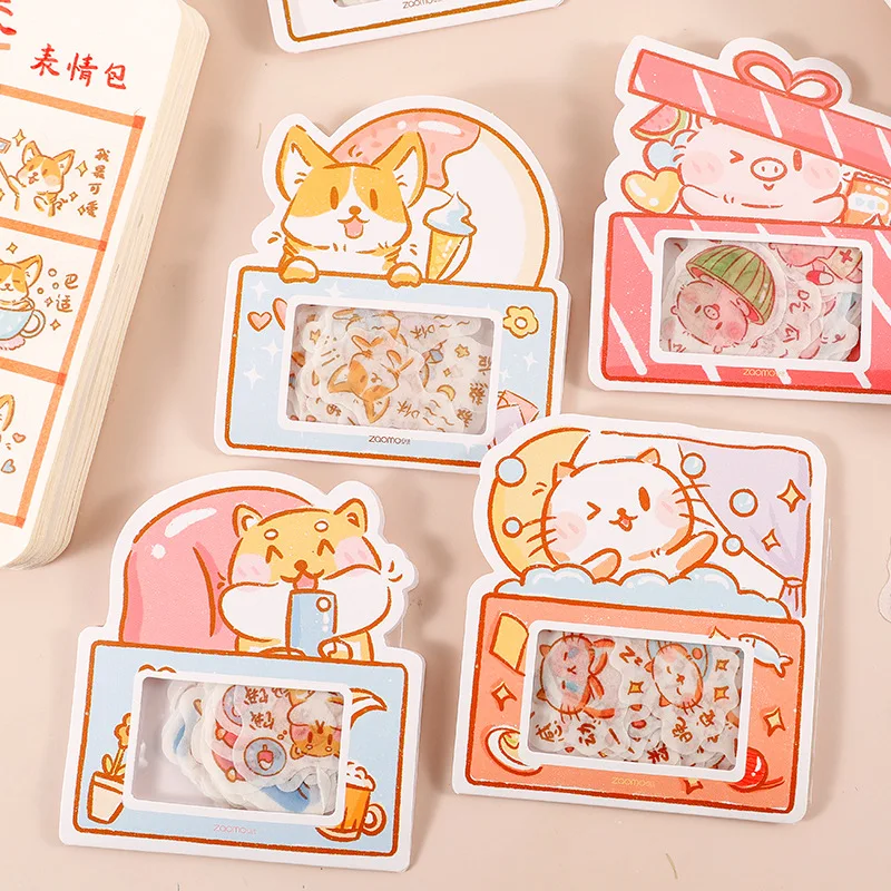 

32 pack/lot Cartoon Dog Pig Cat Stickers Diary Scrapbooking Label Sticker Kawaii stationery gift School Supplies