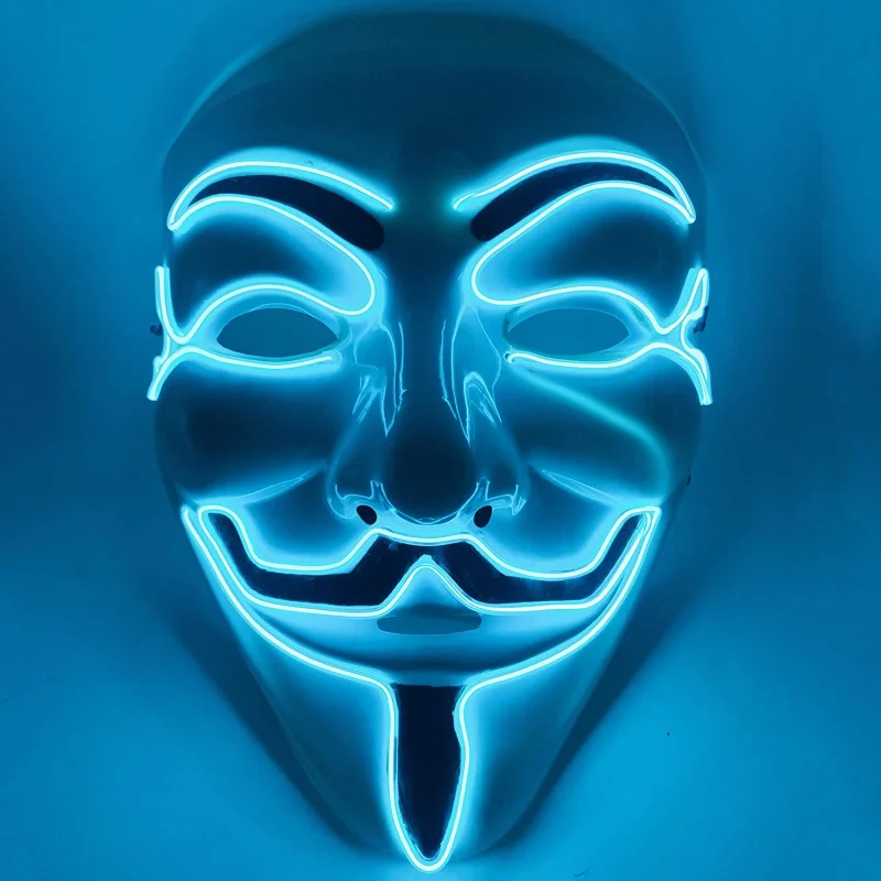 

Светодиодная маска хакера V Vendetta, маска для взрослых, светящаяся маска на Хэллоуин