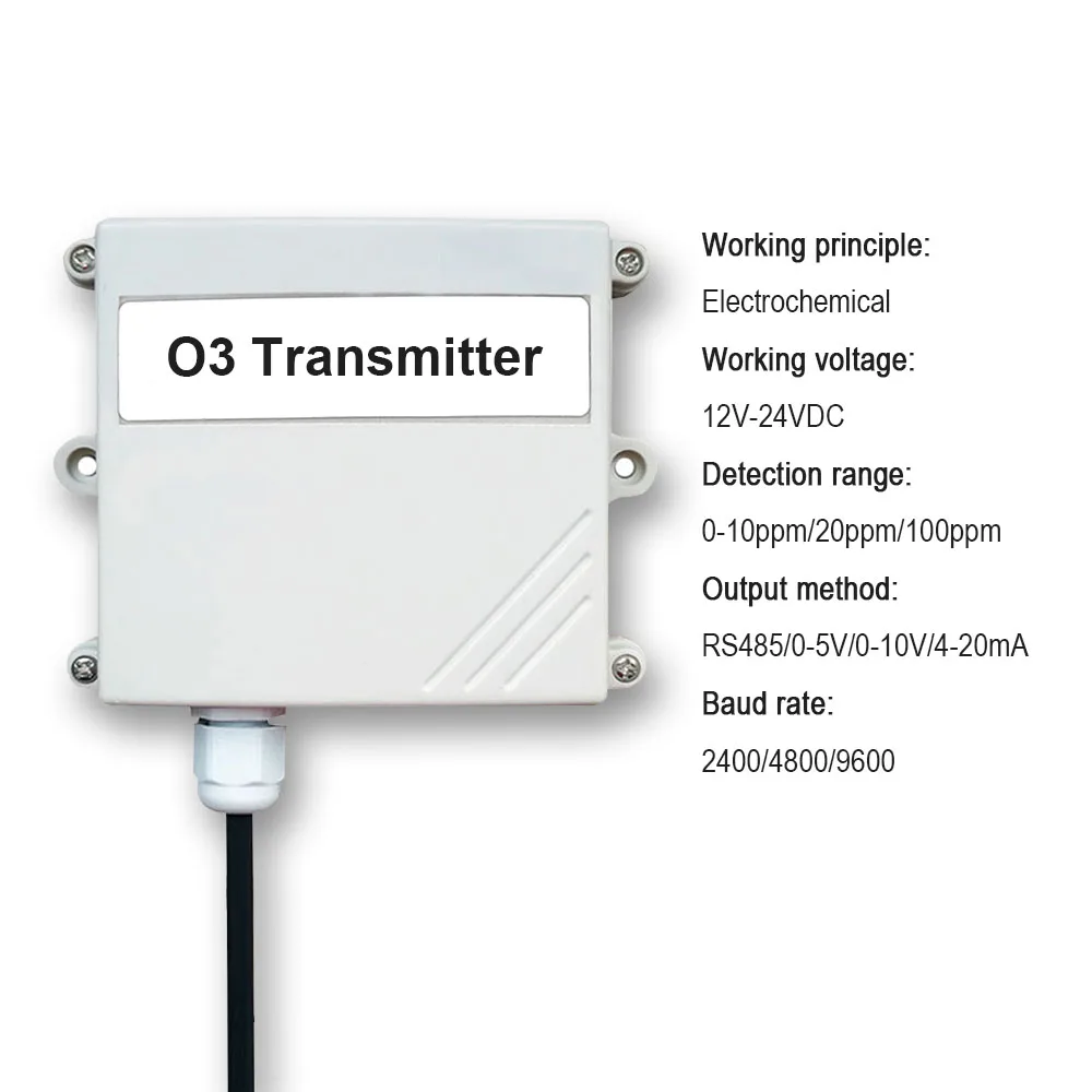 

Analog 0-10V 4-20mA RS485 Modbus 0-100ppm 12V 24V Sensor O3 Gas Ozone Leak Detector