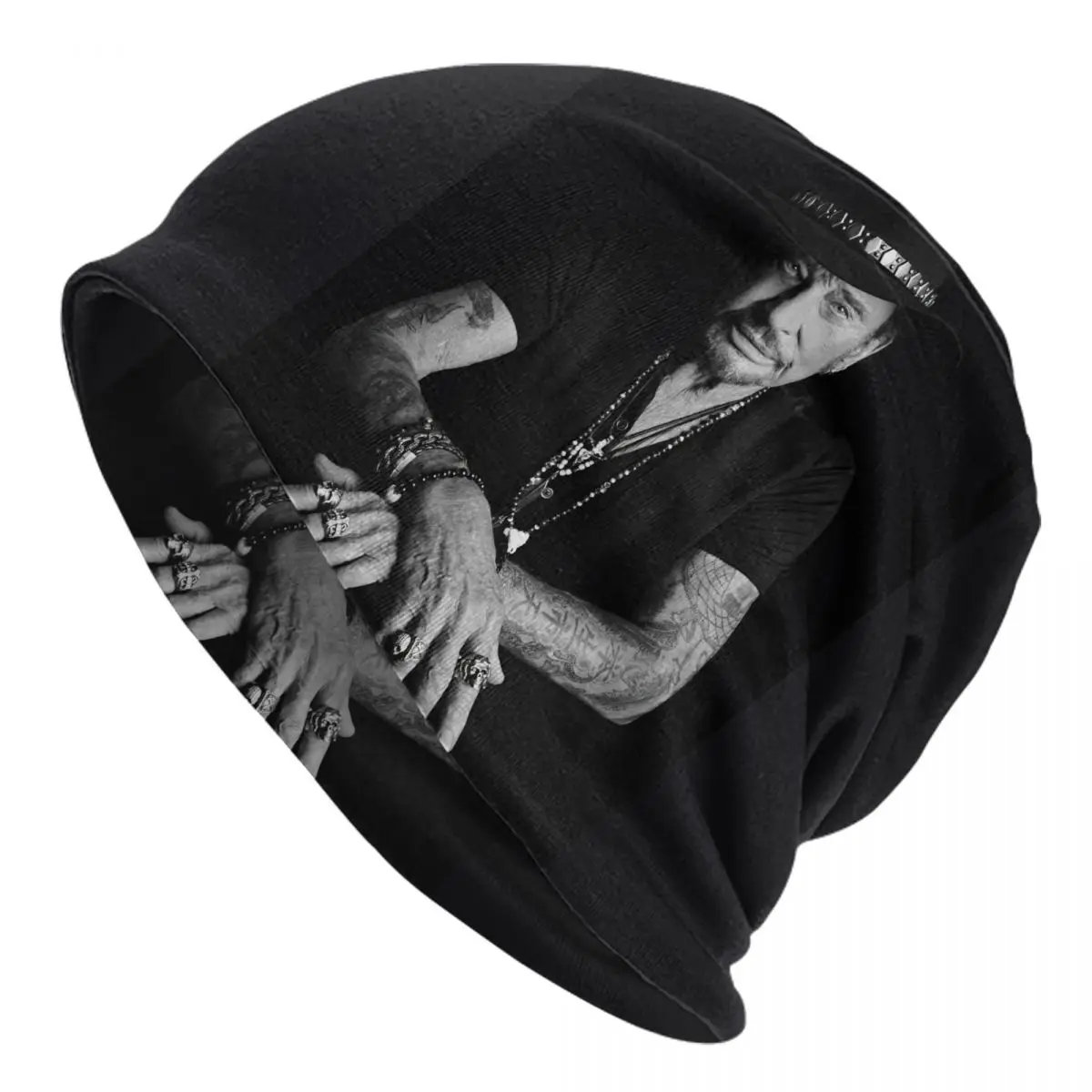 

Johnny Hallyday 3d Cap Goth Autumn Winter Street Skullies Beanies Hat Spring Warm Head Wrap Bonnet Knitted Hat