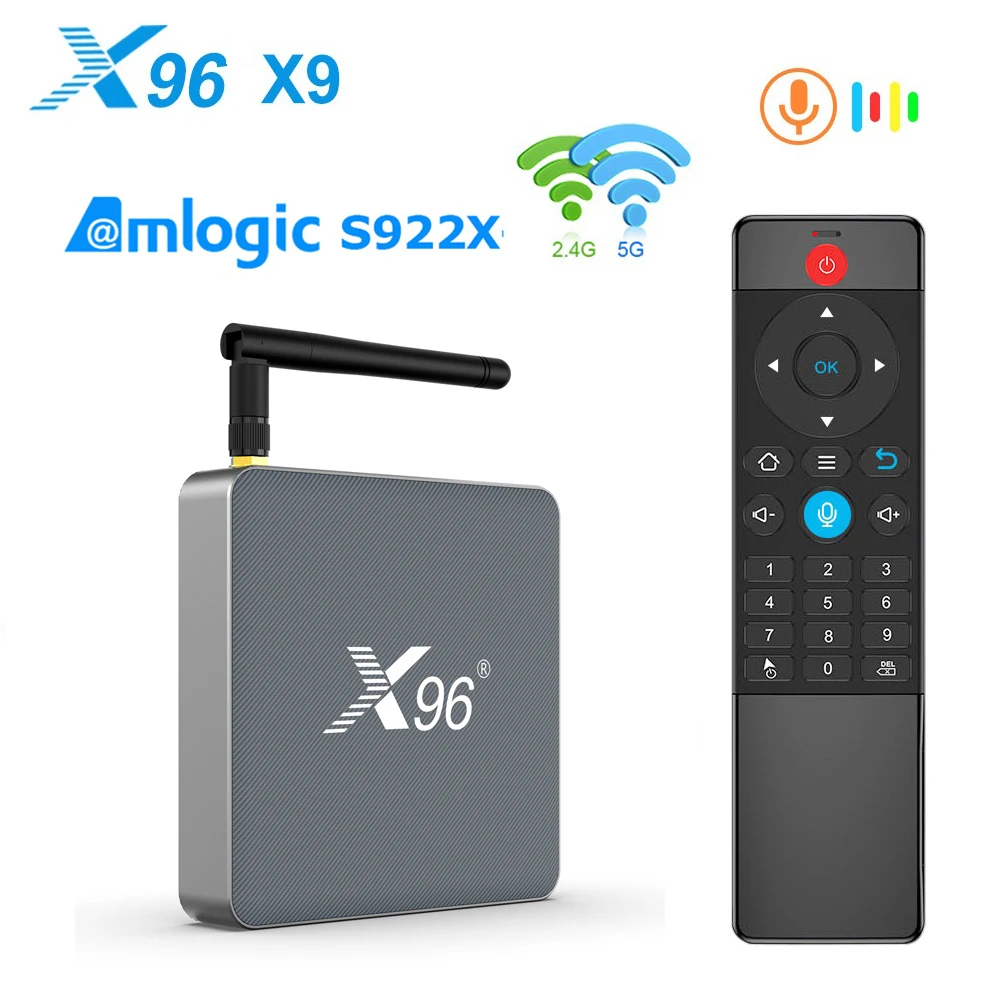 

X96 X9 Smart Android 9.0 TV Box 8K 1000M USB3.0 Amlogic S922X 5G Dual Wifi 4K Media Player Youtube DDR4 4GB 32GB 3D Set Top Box