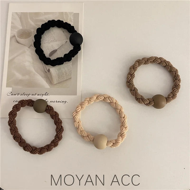 

High Elastic Matte Ball Woven Hairband for Tying up Hair Mori Style Simple Headband Leather Cover Hair Rope Not Tight Headdress