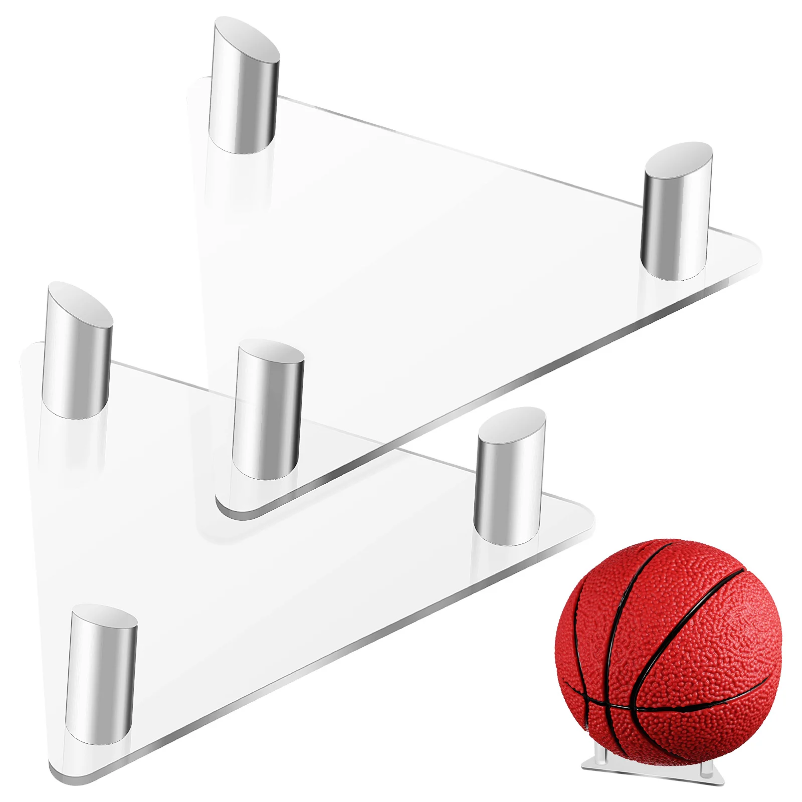 

2 Pcs Acrylic Ball Stand Holders Sports Ball Display Storage Racks for Basketball Volleyball Football Soccer Rugby Balls