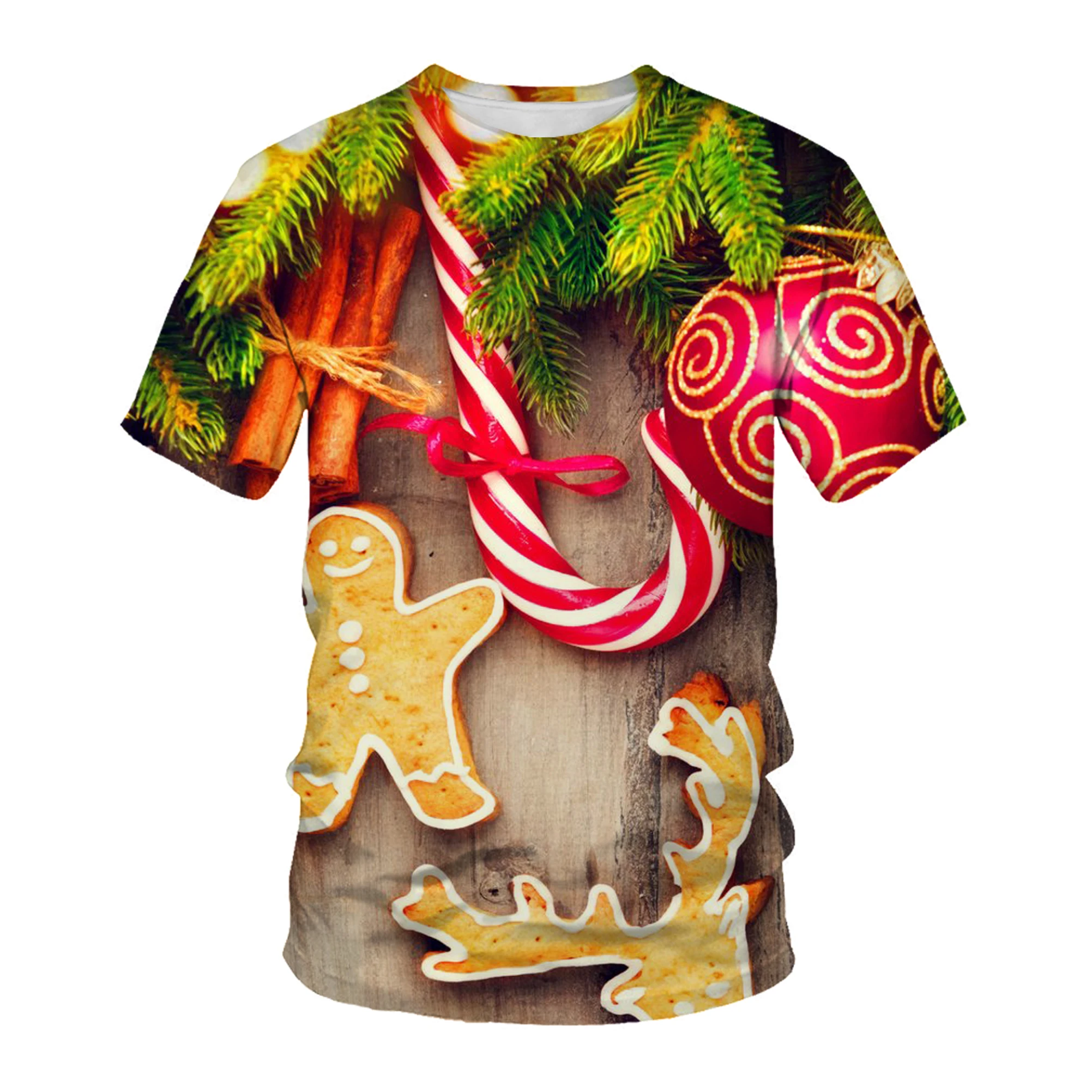 

2023 men's new Christmas pattern men's holiday casual street clothing cool hip-hop short sleeved fashion trend 3D printed T-shir