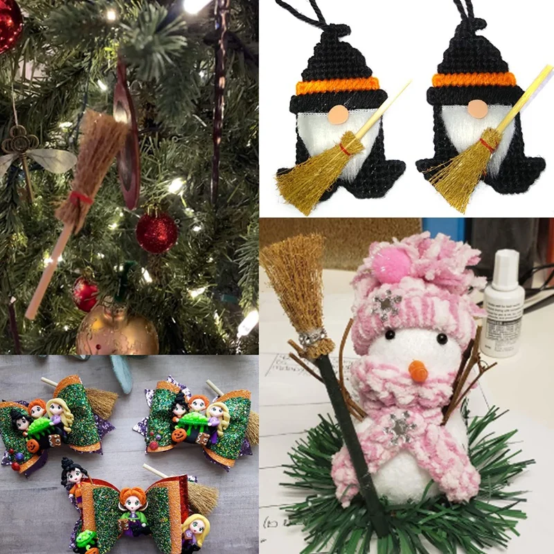 20 шт. миниатюрные искусственные мини-Соломенные метлы с красными веревками