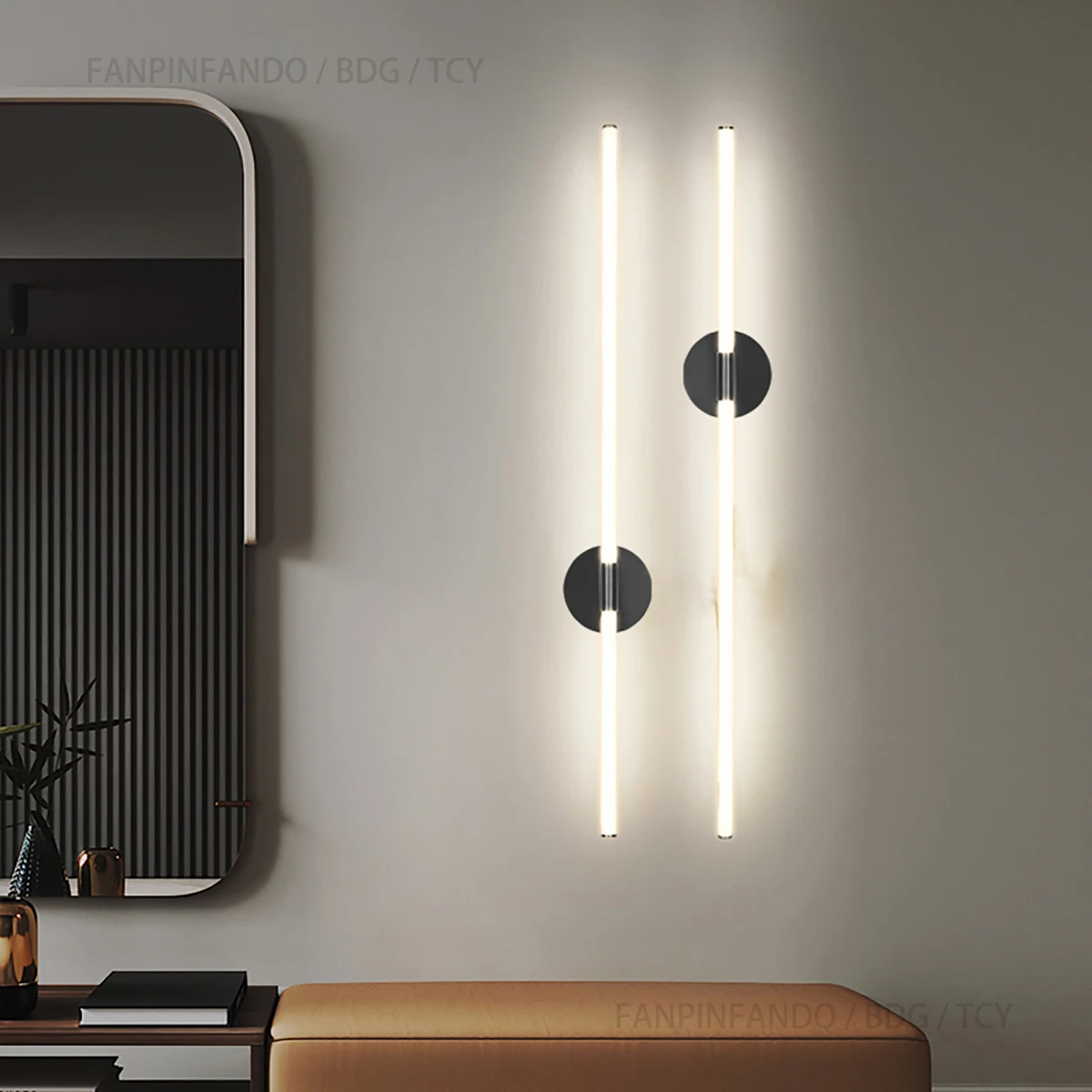 

FPFD Black Modern Led Wall Light Bedroom Bedside Lamp Living Room TV Background Long Strip Led Wall Lamp Minimalist Fixtures
