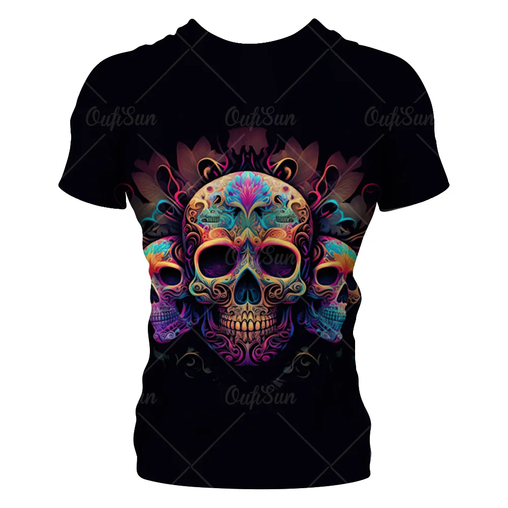 

Mexican Skull Day of The Dead Graphic 3D Print T Shirt for Men Graffiti Clothing Horror Goth T-shirt Fashion Streetwear Top Tees